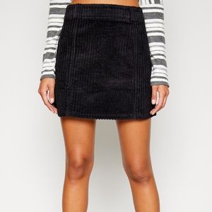 Black Corduroy Mini Skirt